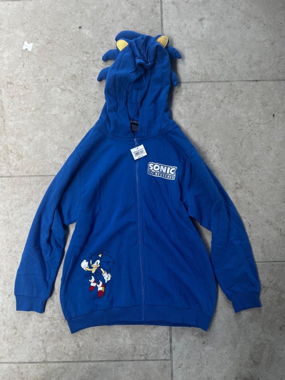 NWT Sonic the Hedgehog Zip-Up Hoodie cosplay Blue Hooded Sweatshirt